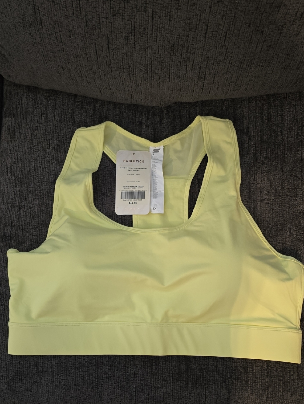 Fabletics Pale Yellow Racerback Sports Bra